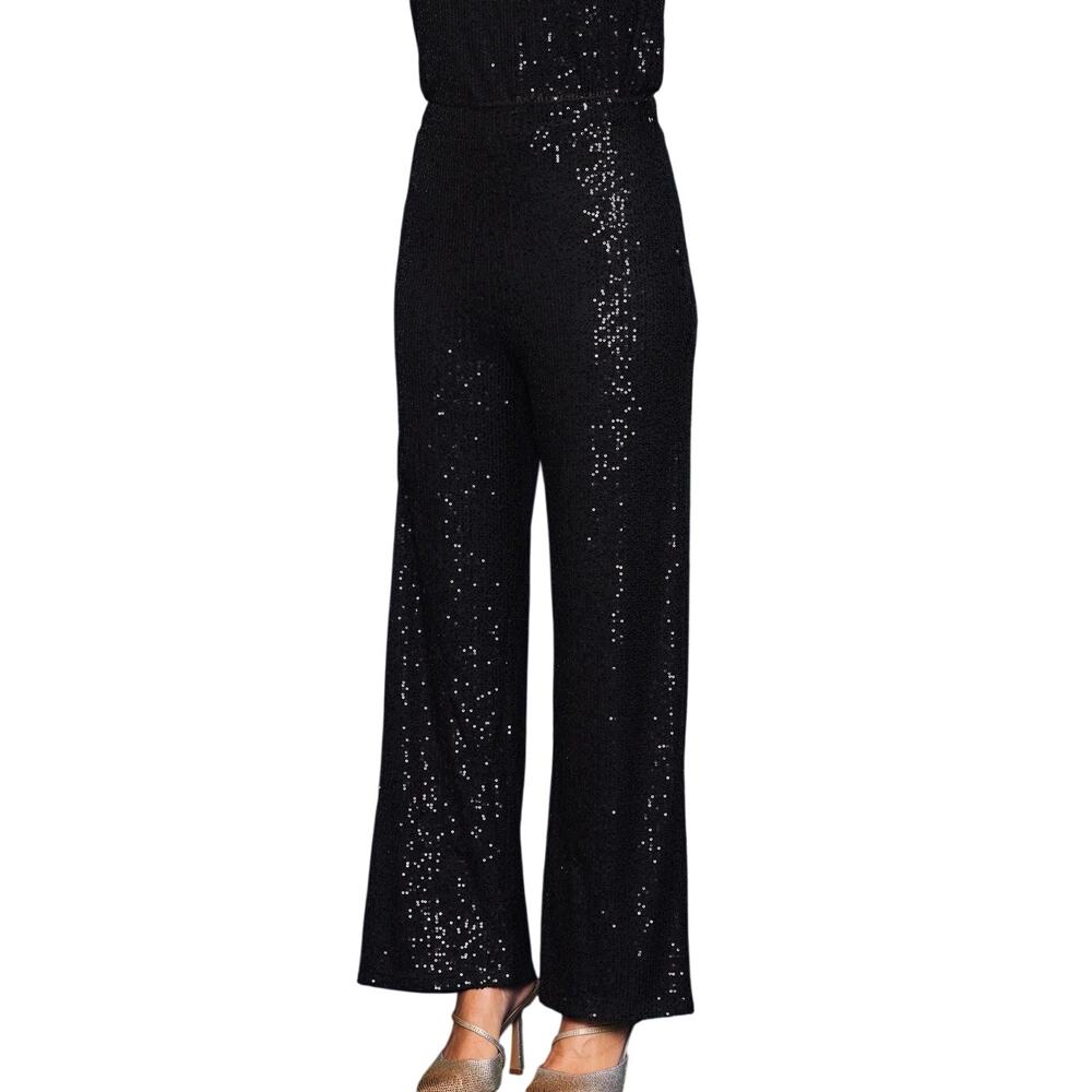 NWT Endless Rose Black Sequin Flare Pants